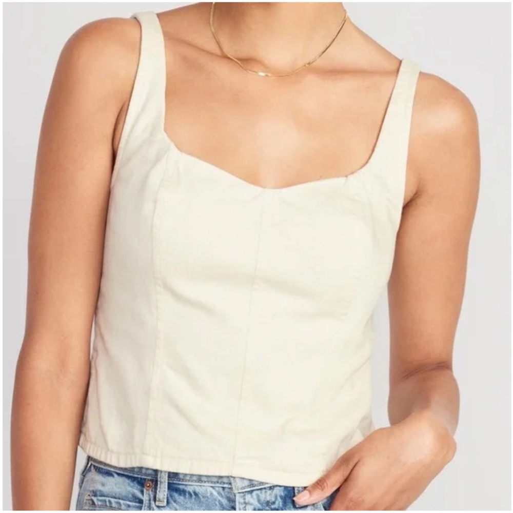 Old Navy Cream Square-Neck Tank Top
